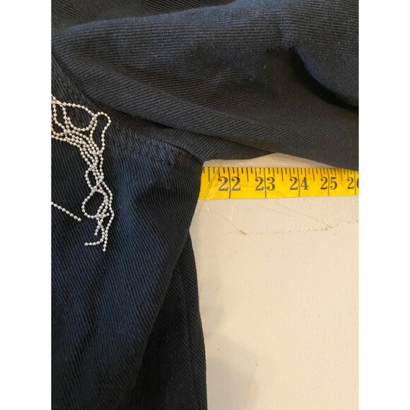 Black Shein Curve Fringe Chains Studs Jacket Snap Buttons XL - Picture 9 of 12